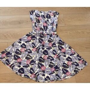 Vintage Leslie‎ Fay Floral Fit and Flare Dress Purple Pink Tropical Belted 12
